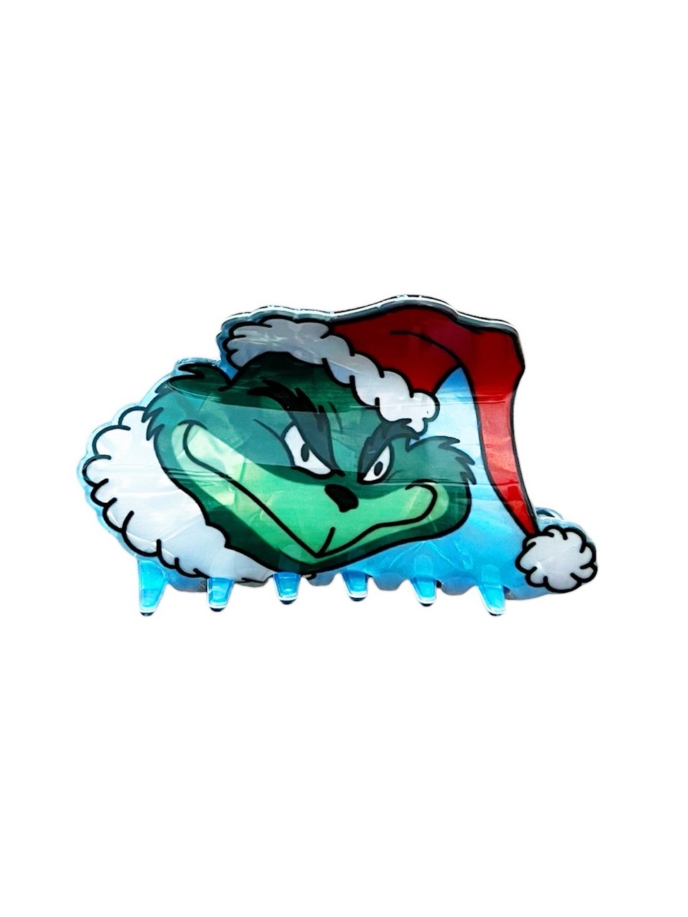 Green Grinch Who Stole Christmas Tree Santa Hat Glossy 3" Lobster Claw Hair Clip